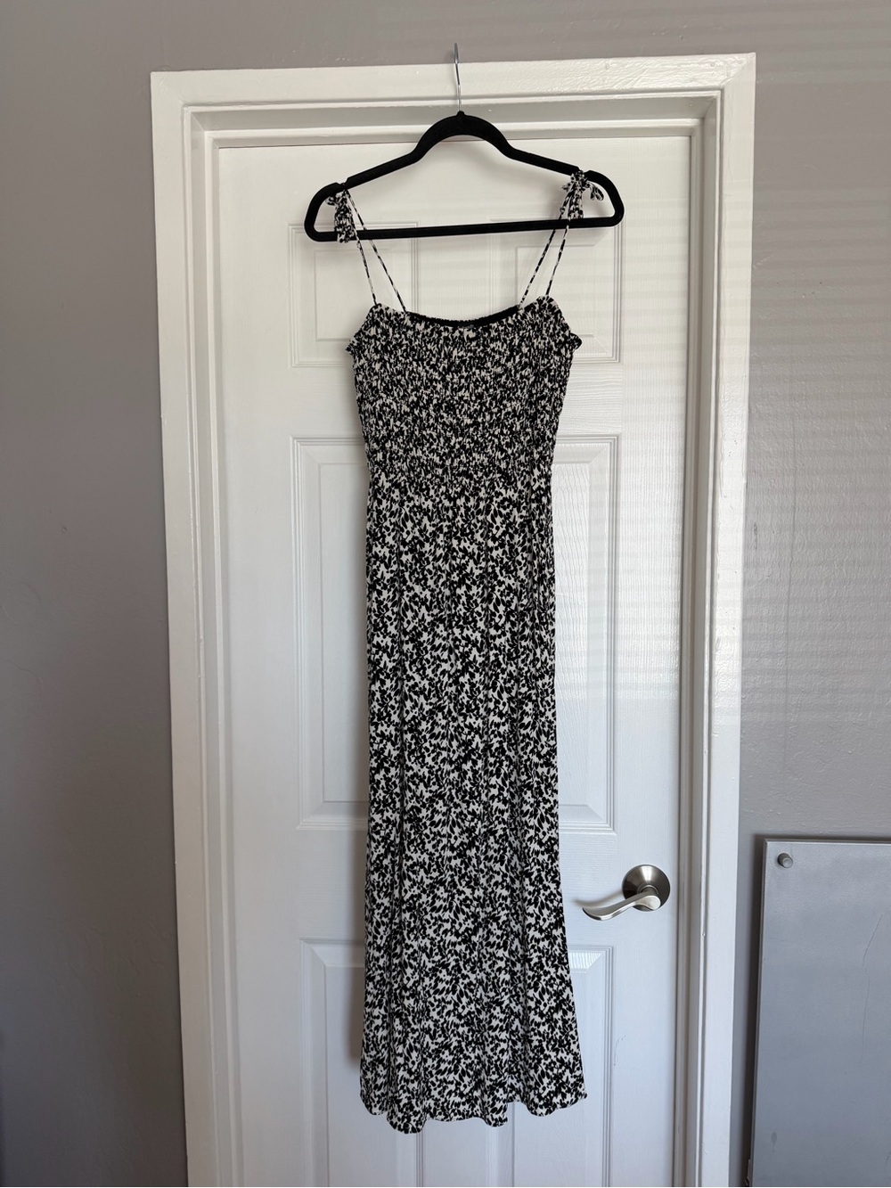 Madewell Black & White Floral Smocked Maxi Dress